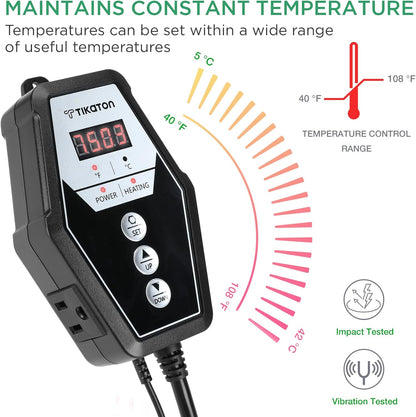 Tikaton Reptile Heating Pad and Digital Thermostat Combo Set, Under Tank Heater for