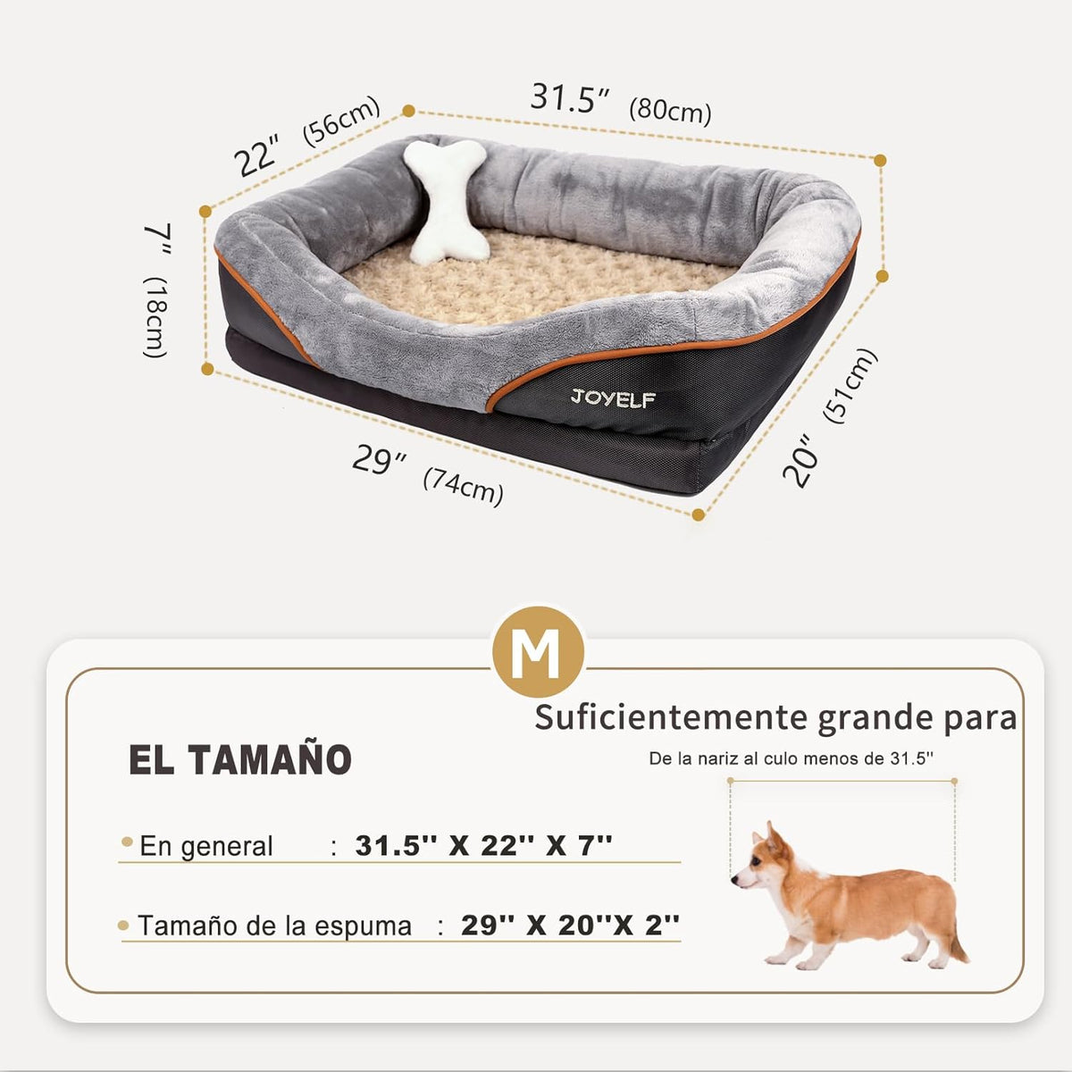 JOYELF Medium Memory Foam Dog Bed Orthopedic Dog Bed & Sofa with Removable Washable Cover and