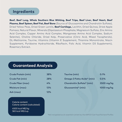 ZIWI Peak Steam & Dried Cat Food – Beef w/Southern Blue Whiting Fish - High Protein, Skin & Coat