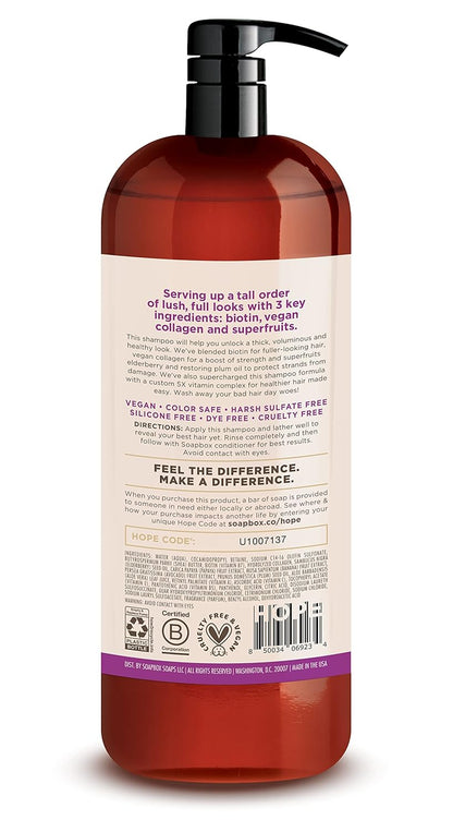 Soapbox Biotin Shampoo, Biotin & Collagen Super Fruit Shampoo for Thin, Fine, Thinning Hair |