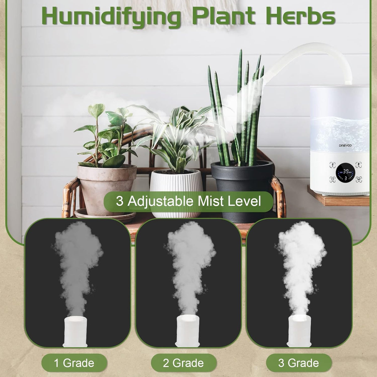 Smart Reptile Fogger Humidifiers with Humidity Control, Reptile Terrarium Humidifier Smart Touch, 3