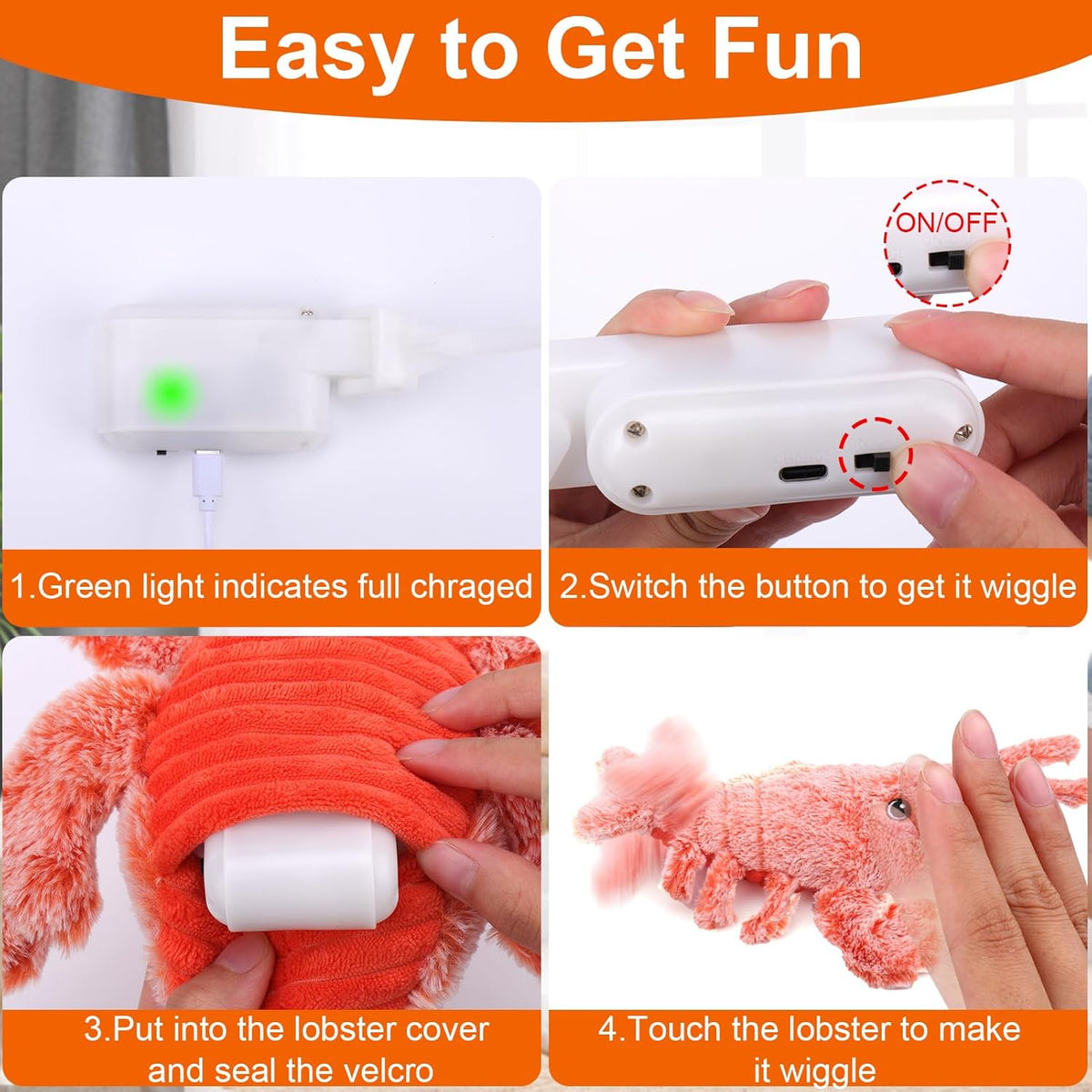 Mity rain Interactive Dog Toys - Wiggly Lobster for Small Medium Large Dogs, Moving Pet Toy to Keep