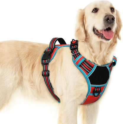 Eagloo Dog Harness for Large Dogs, Easy Wearing with 3 Buckles, Adjustable No Pull Pet Harness with