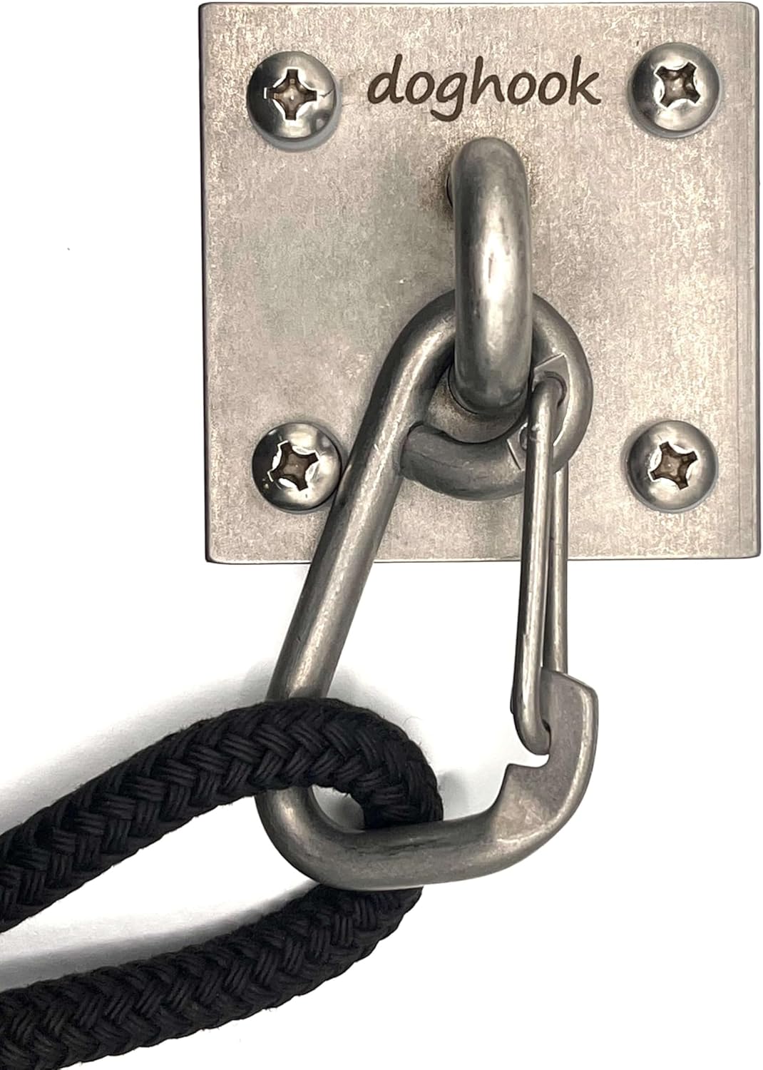 Canine Hitch- Secure Dog Leash Parking Indoor- Outdoor Wall Hook with EZ Clip - Tie Out Stainless