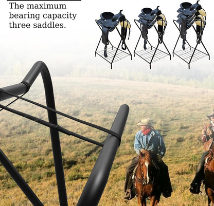 Dunatou Saddle Rack Freestanding Saddle Stand Foldable Horse Saddle Storage Rack Full Size Saddle