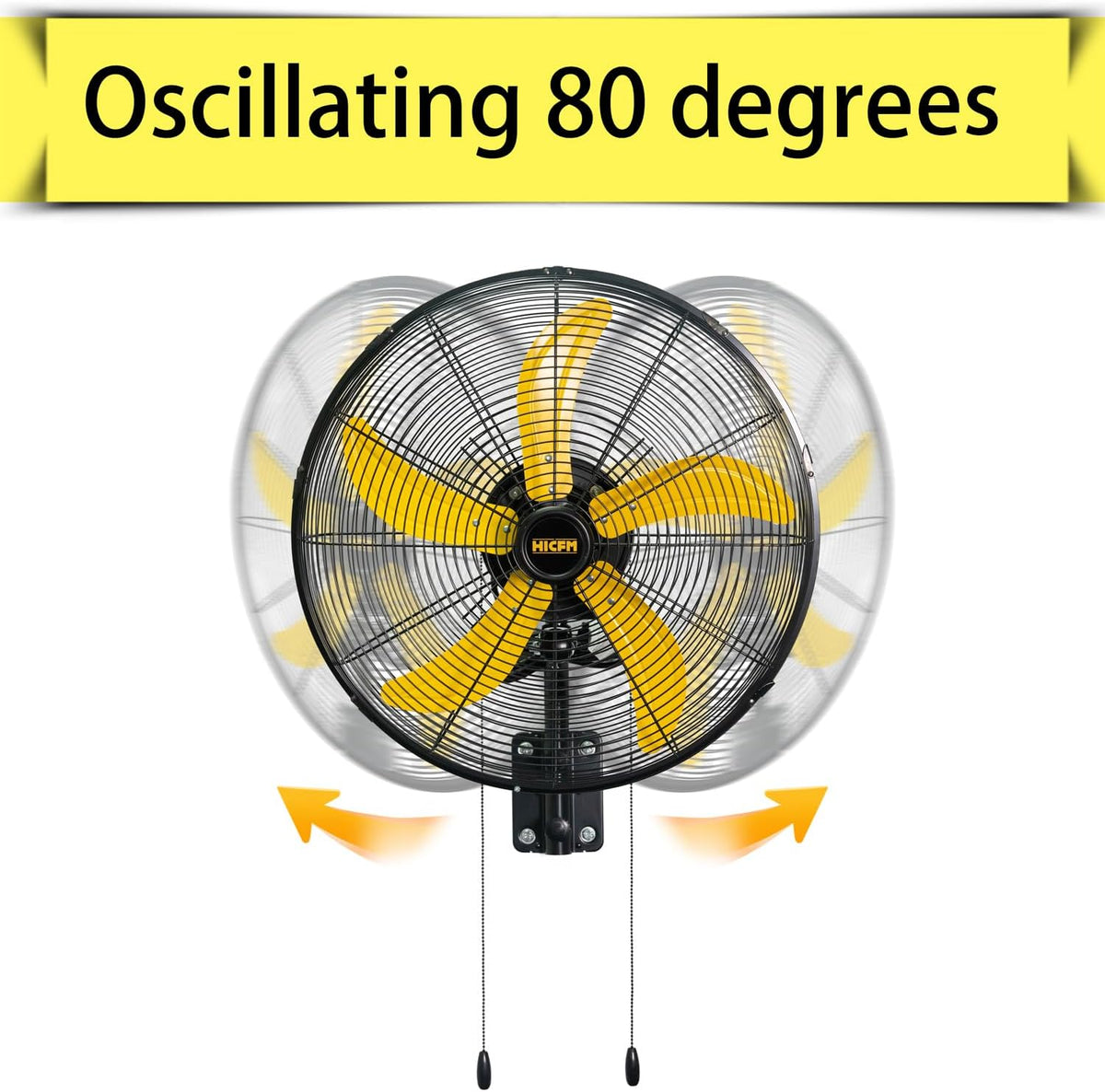 HiCFM 20" Oscillating Wall Mount Fan, 5000 CFM High Velocity Industrial Wall Mounted Heavy Duty