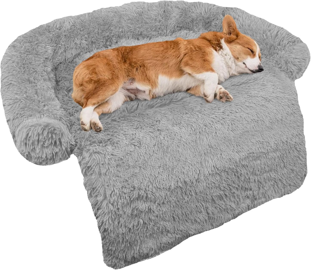 GGIB Calming Dog Bed Fluffy Plush Dog Mat for Furniture Protector with Removable Washable Cover for