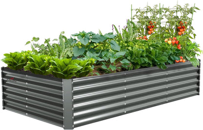 A ANLEOLIFE 8X4X1.5ft Galvanized Raised Garden Bed Kit, Rectangular Large Metal Deep Root Planters