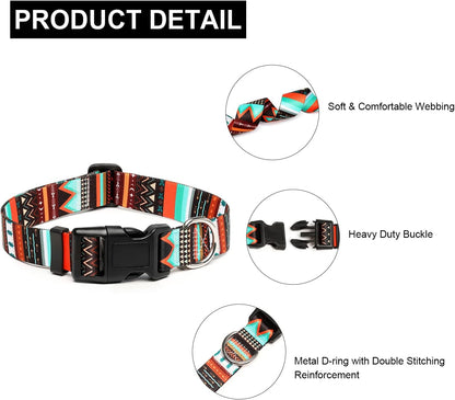 Mercano Adjustable Dog Collar - Special Design Patterns, Soft Nylon Comfortable Durable Pet Collar