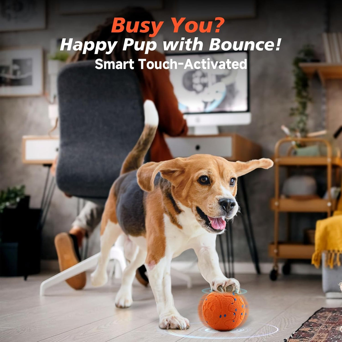 Interactive Dog Ball Toy, Automatic Moving Bouncing Rotating Smart Ball with 3 Modes, Durable E-TPU