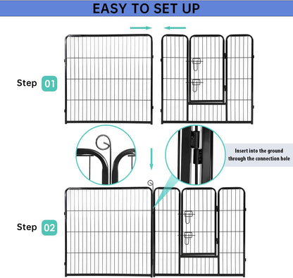 BestPet Dog Playpen Indoor 32 inch 32 Panels Metal Dog Pen Pet Dog Fence Outdoor Exercise Pen with