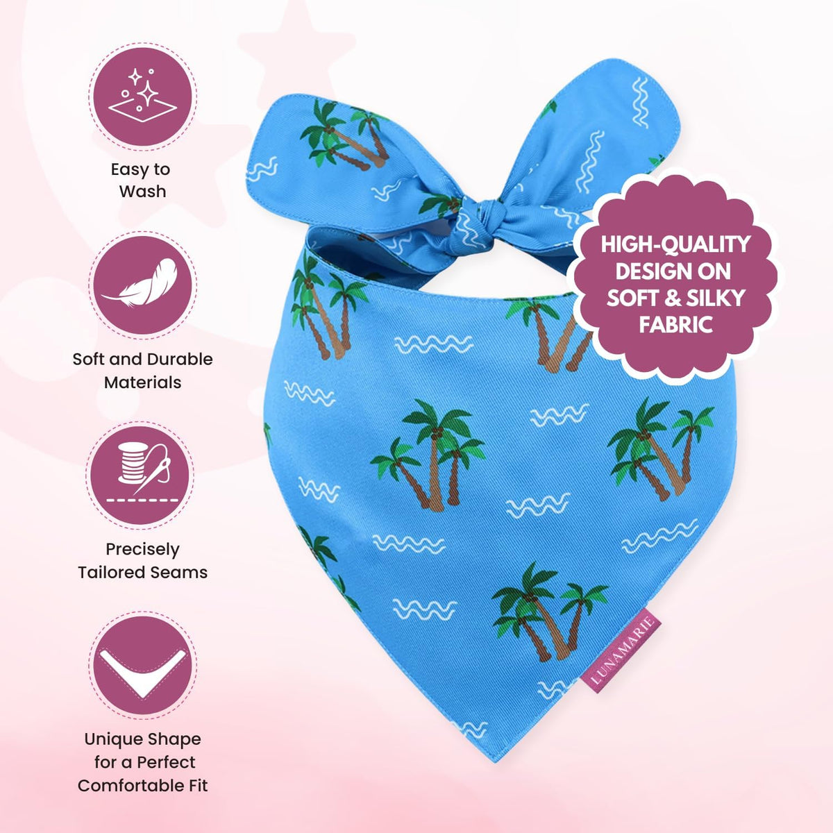 LunaMarie - Luxury Pet Birthday Bandanas -Premium & Silky Poly Fabric | 100% Handmade | Custom