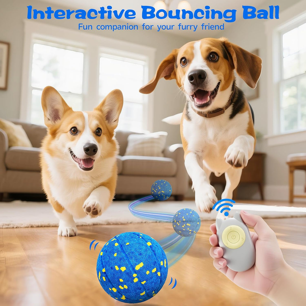 Smart Dog Ball Interactive Dog Toy with Remote Control,Automatic Moving,Bouncing and Rotating 3