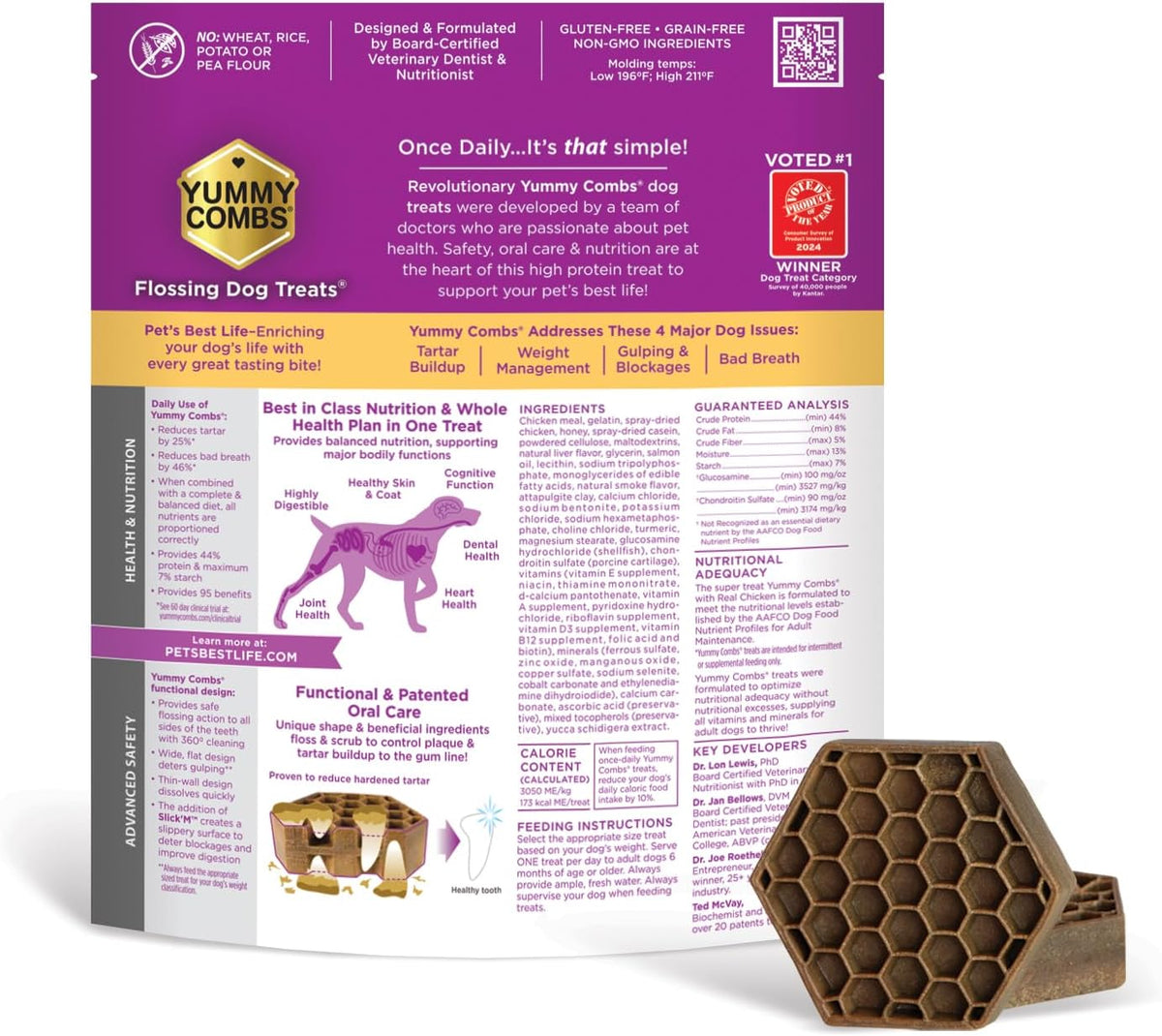 Dog Dental Treats – Vet VOHC Approved – Delicious Chicken Protein – Removes Tartar with Cleaning