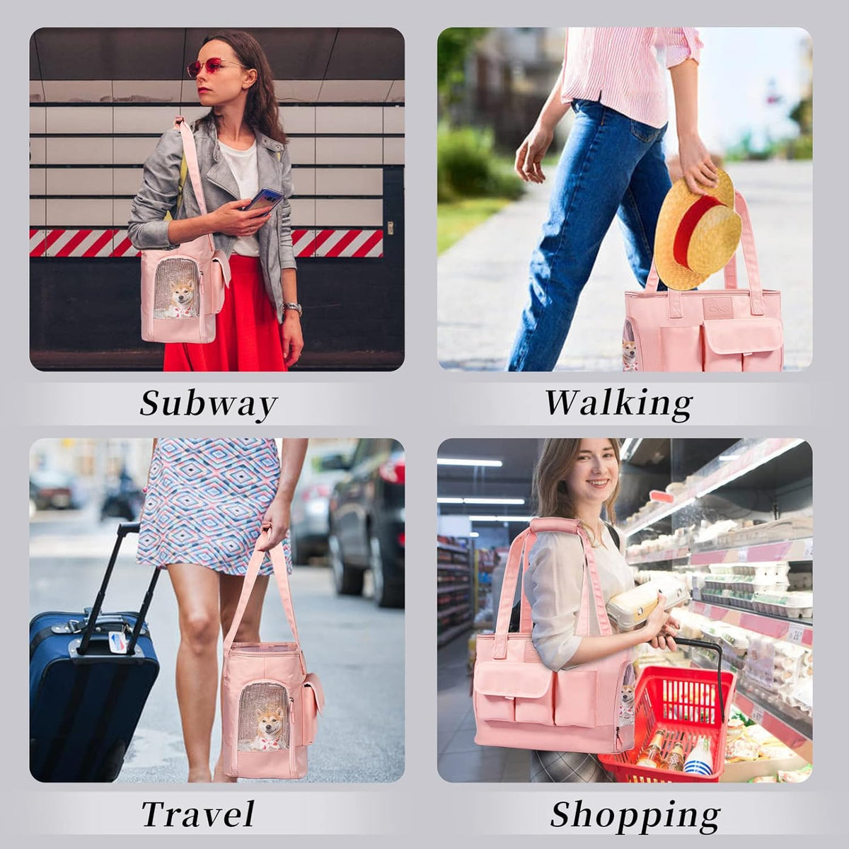 Dog Carrier, Cat Carrier, Pet Carrier, Foldable Waterproof Premium PU Leather Oxford Cloth Dog