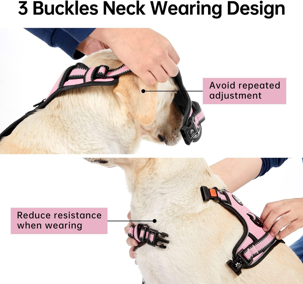 IVY&LANE No Pull Dog Harness for Large Dogs, Dog Vest Harness with Leash, Safety Belt and Storage
