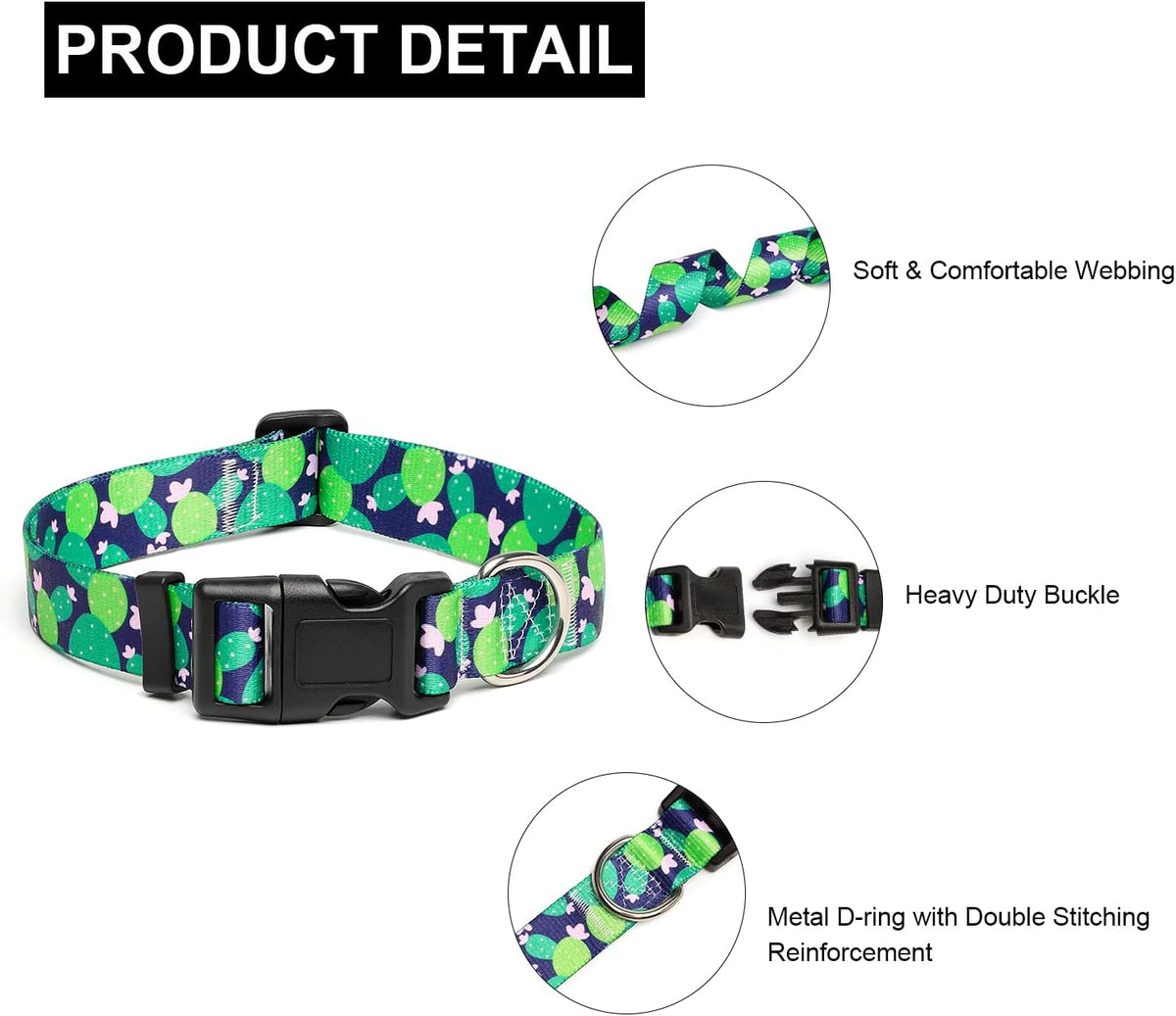 Mercano Adjustable Dog Collar - Special Design Patterns, Soft Nylon Comfortable Durable Pet Collar