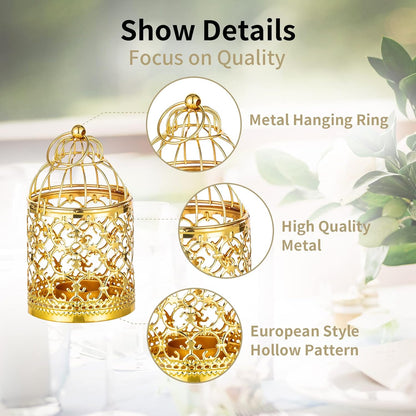 2 Pcs Small Metal Tealight Hanging Birdcage Lantern, Vintage Decorative Centerpieces of Wedding