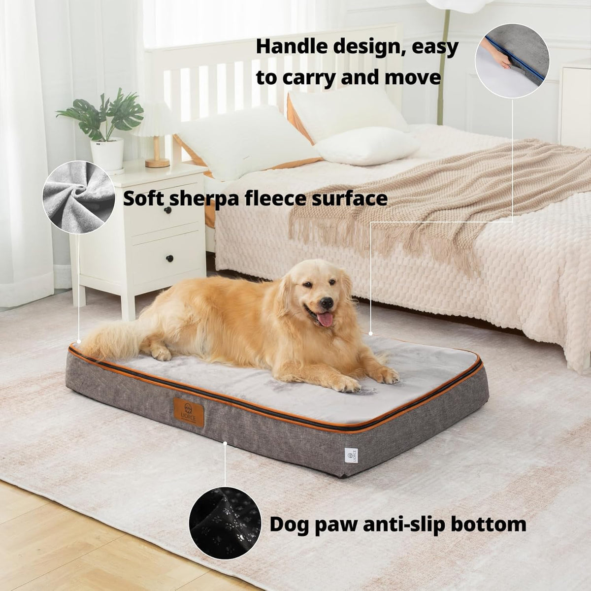 Orthopedic Memory Foam XXL Dog Bed - 6" Thick Beds for Extra Large Sized Dog - Waterproof Removable