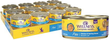 Wellness Complete Health Pate Adult Wet Cat Food, Natural, Protein-Rich, Grain Free, 5.5 Ounce, 24