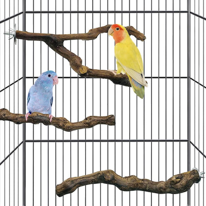 kathson 3pcs Natural Parrot Perch for Cage Wooden Bird Perches Grape Bird Stick Parakeet Climbing