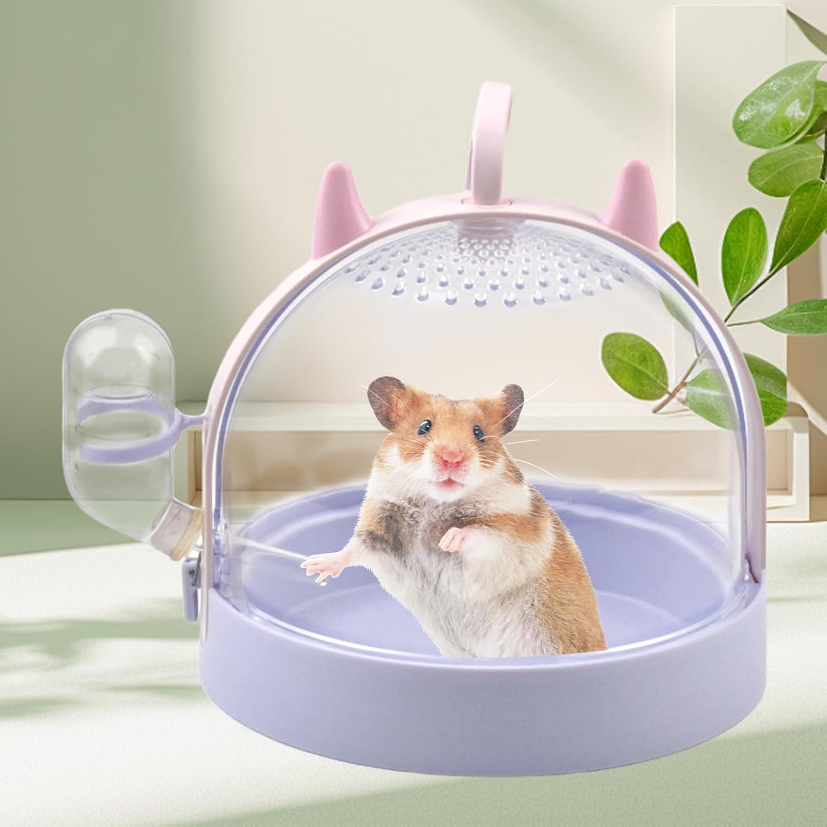 Portable Hamster Cage with Water Bottle,Hamster Carrier Cage High Permeability Travel Carry Cage