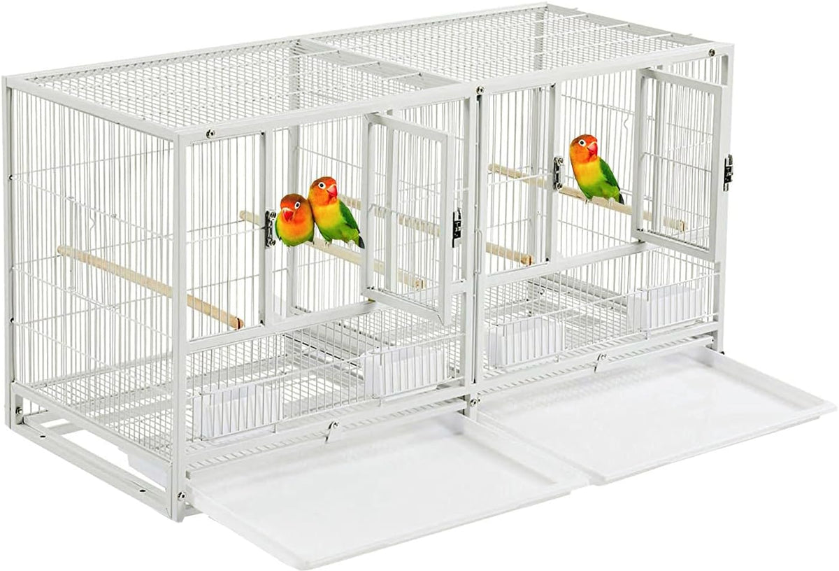 Combo Stacker Center Divided Breeder Breeding Bird Flight Double Rolling Cage for Aviaries Canaries
