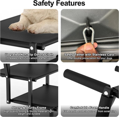 Extra Wide Dog Stairs for Large Dogs, Foldable Dog Ramp for Car with Non-Slip Surface, Lightweight