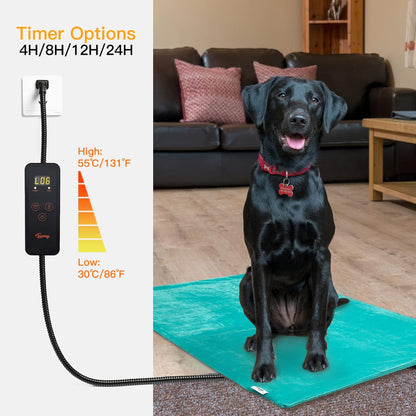 Toozey Large Pet Heating Pad, 6 Adjustable Temperature Dog Cat Heating Pad with Timer, Waterproof