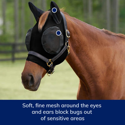 SmartEquine Comfort Fly Mask with SmartCore Technology | UV Horse Mask | UPF 50 | Forelock Hole |