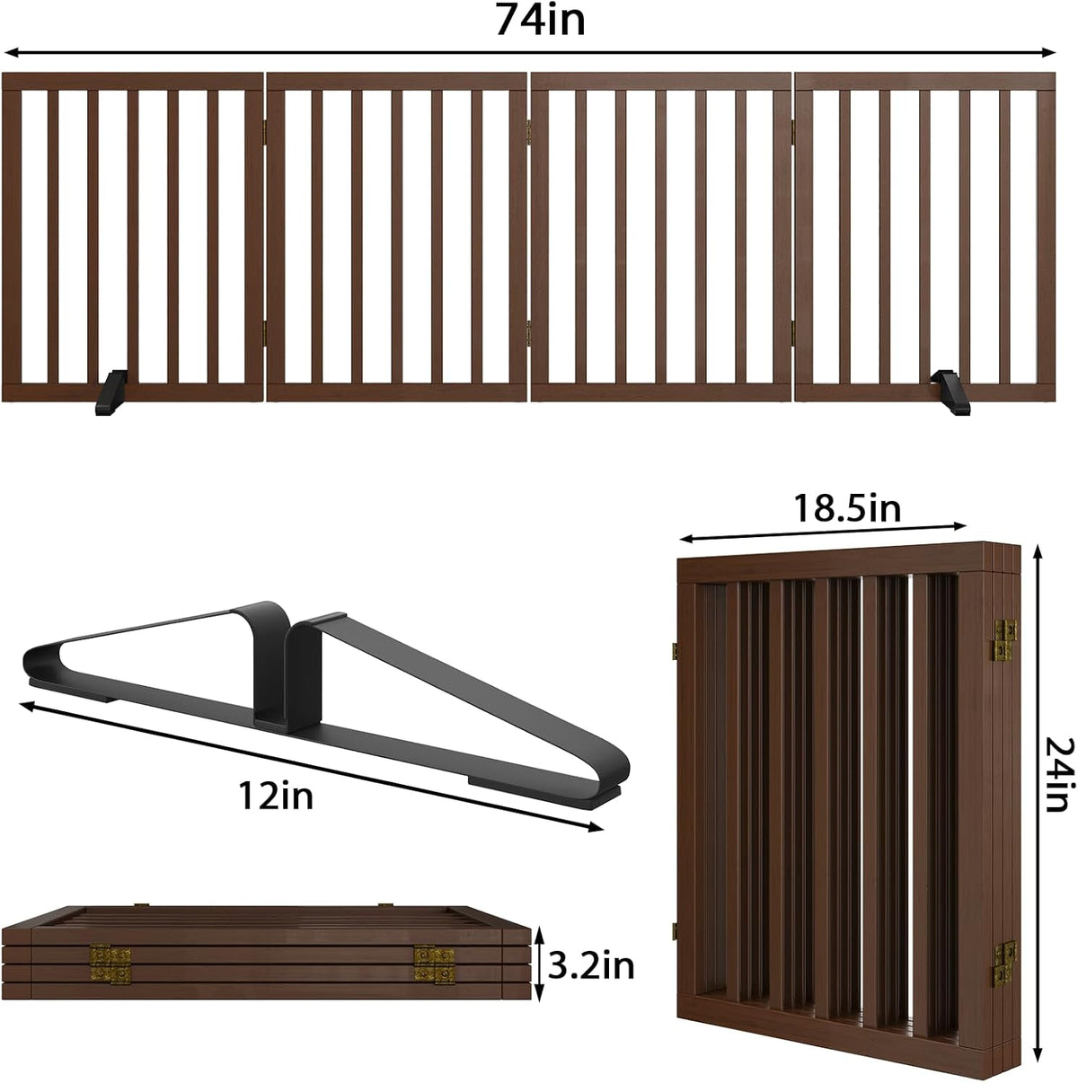 Dog Gate for Stairs,Foldable Dog Gate for Indoor Doorways House,Freestanding Pet Gates for