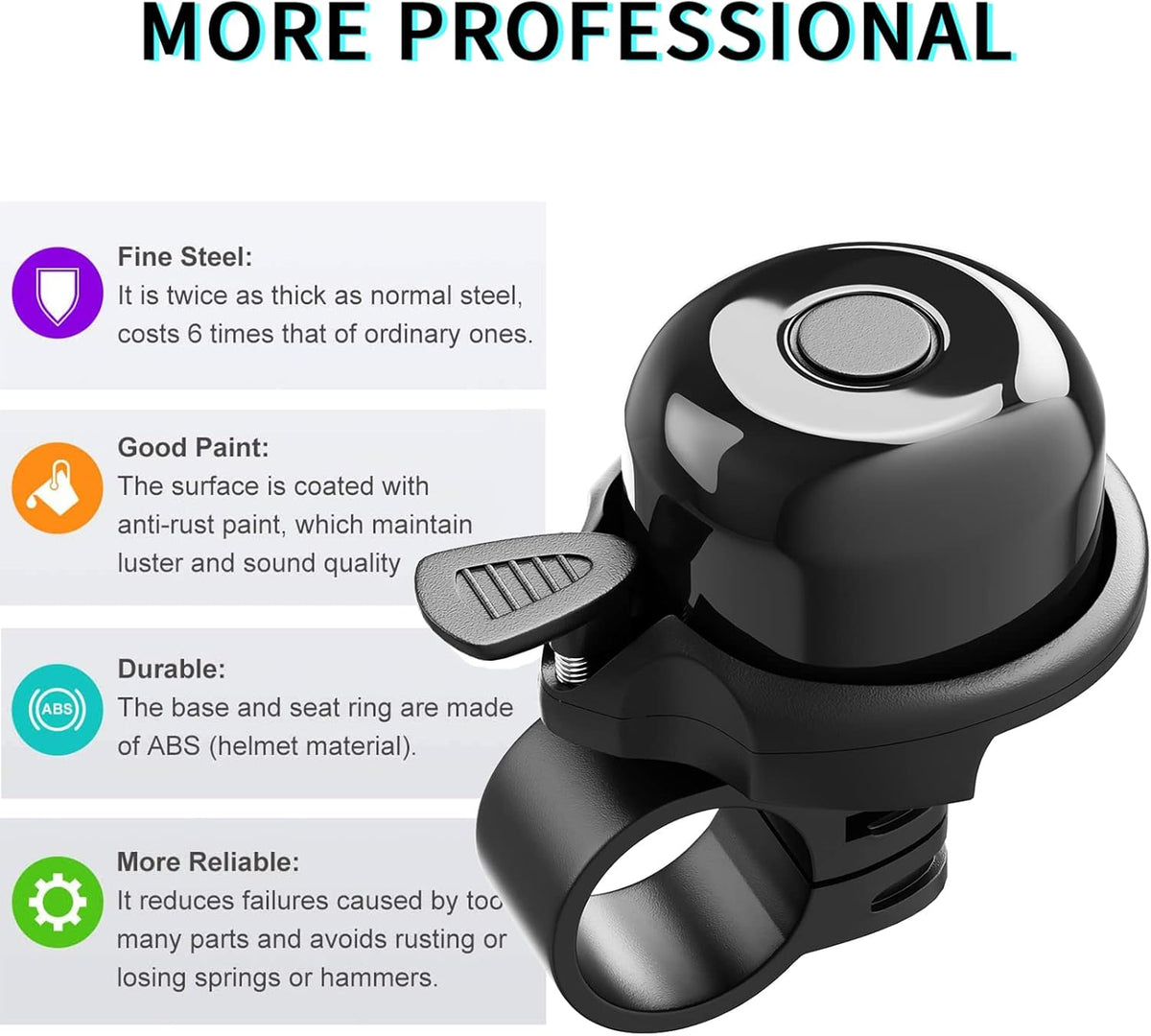 2 Pack Classic Bike Bell, Bicycle Bell Loud Crisp Clear Sound Bicycle Bike Bell City Bike BMX Bike