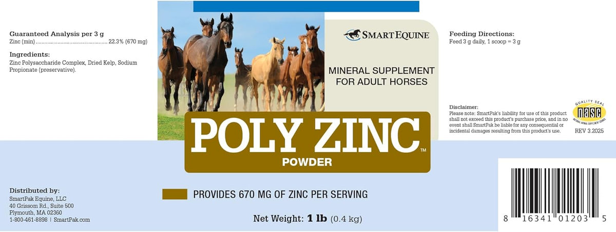 Uckele by SmartEquine Poly Zinc Powder | Zinc Supplement for Horses | Hoof Care Vitamins and
