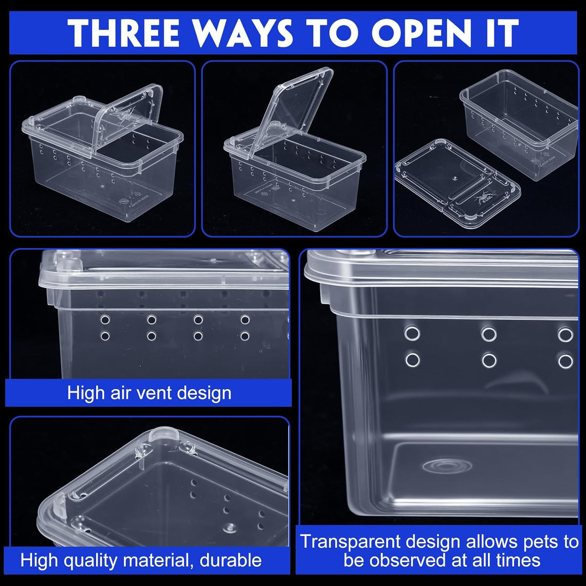 Irenare 8 Pcs Reptile Breeding Breeding Box Plastic Spider Terrarium Tarantula Feeding Box for