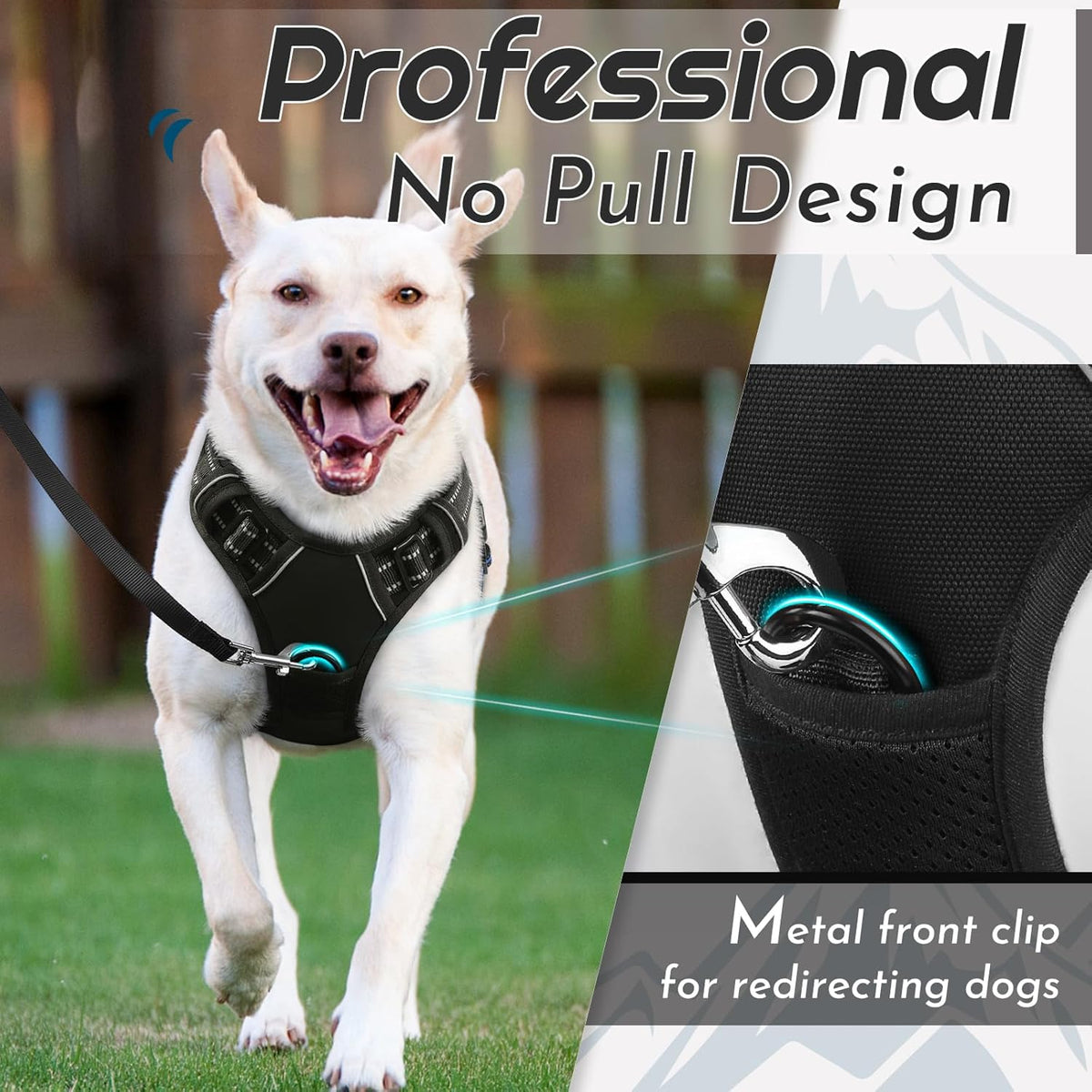 Eagloo Dog Harness Small Sized Dog, No Pull Service Vest with Reflective Strips and Control Handle