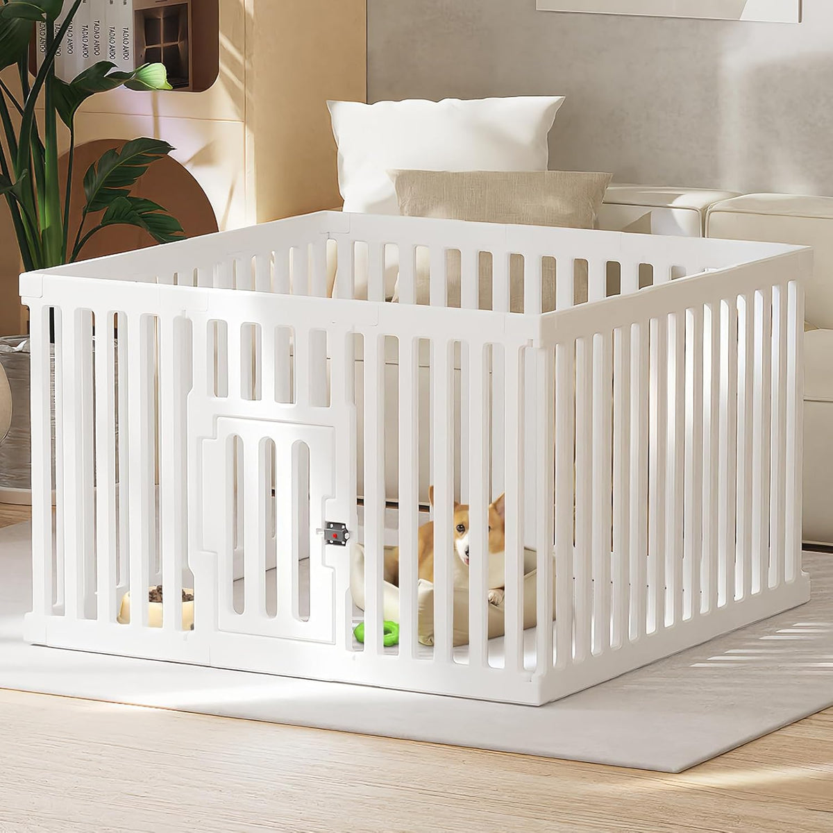 Dog Playpen with Door, 12 Panels Puppy Playpen, 25.6” H Dog Pen for Small Cats and Dogs, Pet Fence