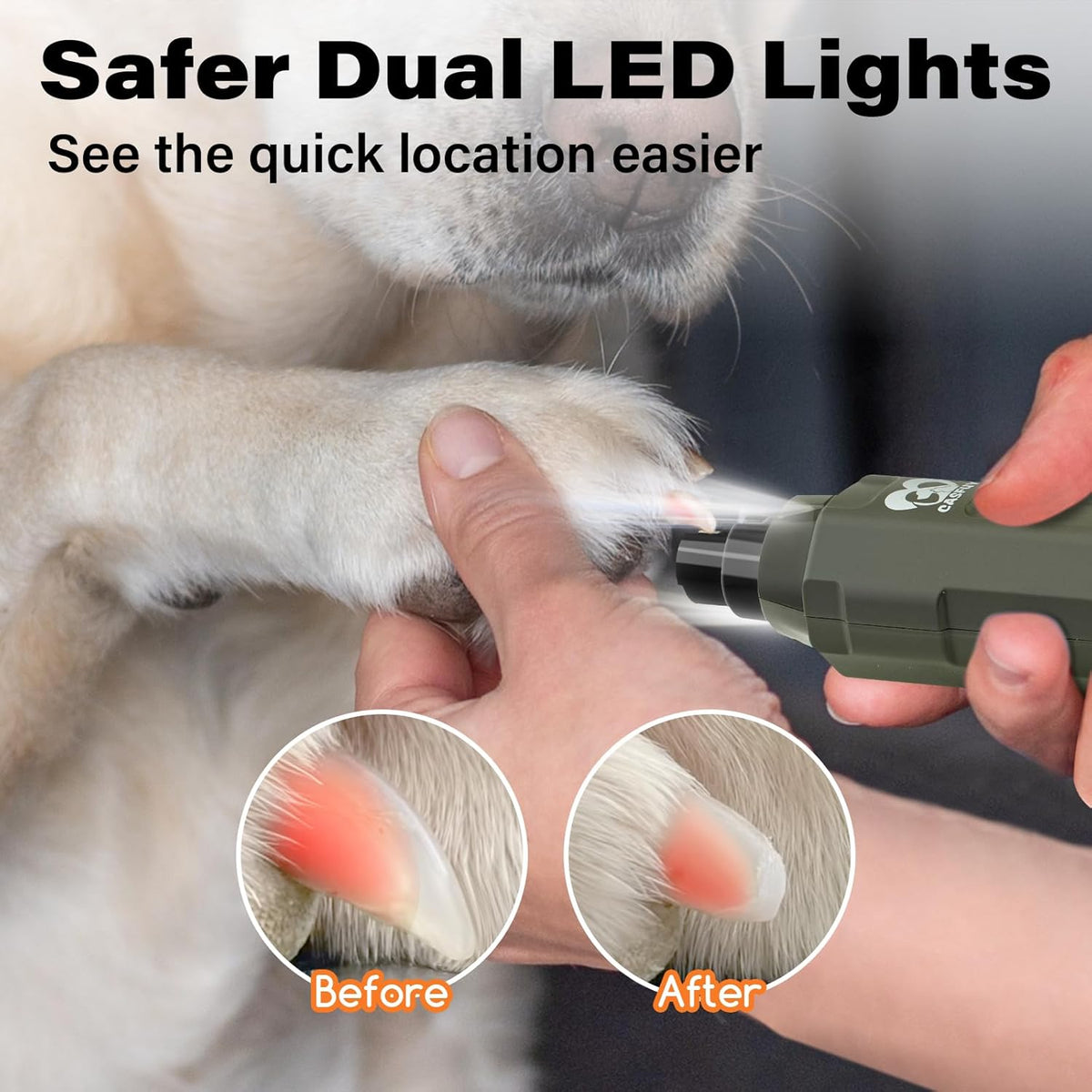 Casfuy 6-Speed Dog Nail Grinder - Newest Enhanced Pet Nail Grinder Super Quiet Rechargeable