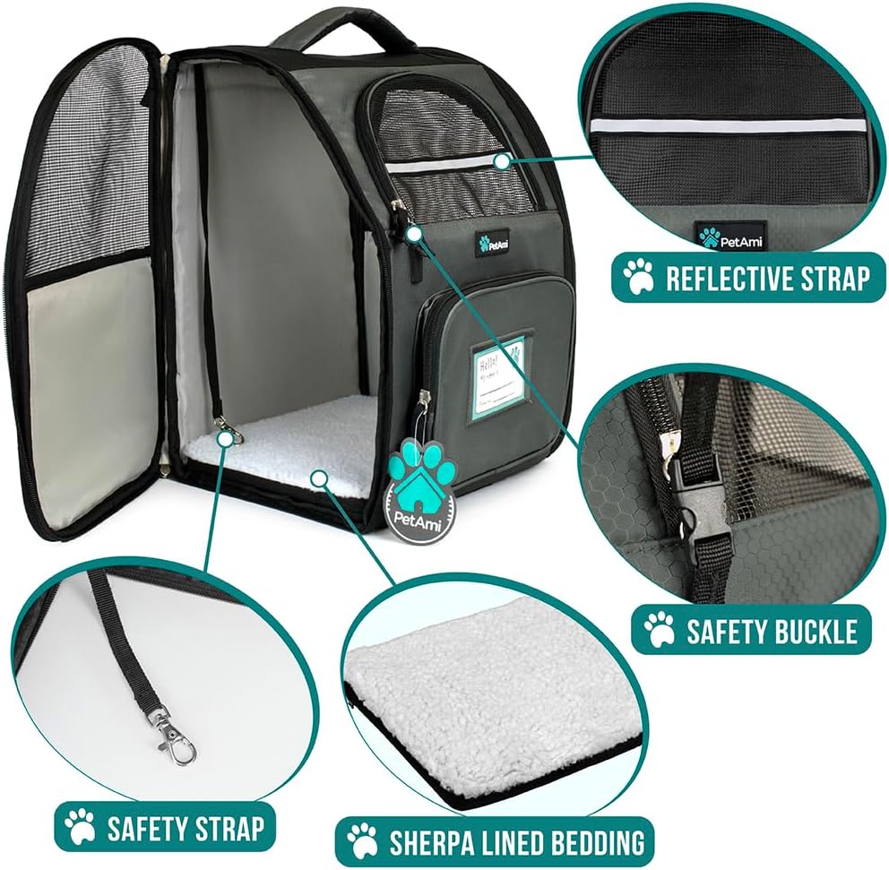 PetAmi Dog Backpack Carrier for Small Large Cat, Pet, Puppy, Ventilated Pet Hiking Backpack Travel