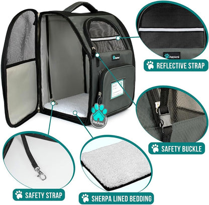 PetAmi Dog Backpack Carrier for Small Large Cat, Pet, Puppy, Ventilated Pet Hiking Backpack Travel