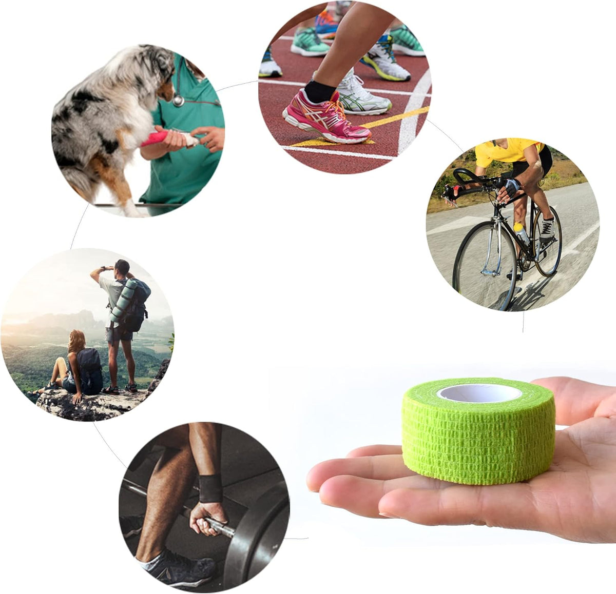 9 Pack 1" x 5 Yards Self Adhesive Bandage Wrap Self Stick Wrap for Ankle, Wrist, Finger, Sports