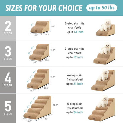 Dog Stairs for Small Dogs 15.7" H, Curved Dog Step for Puppy, Older Cat, Medium Pet Ramp for Sofa