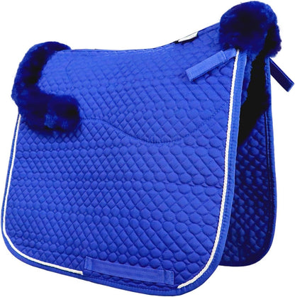 Woolous Dressage Saddle Pad, English Saddle Pad with Sheepskin Trim, Lambskin Wool Fleece Lining