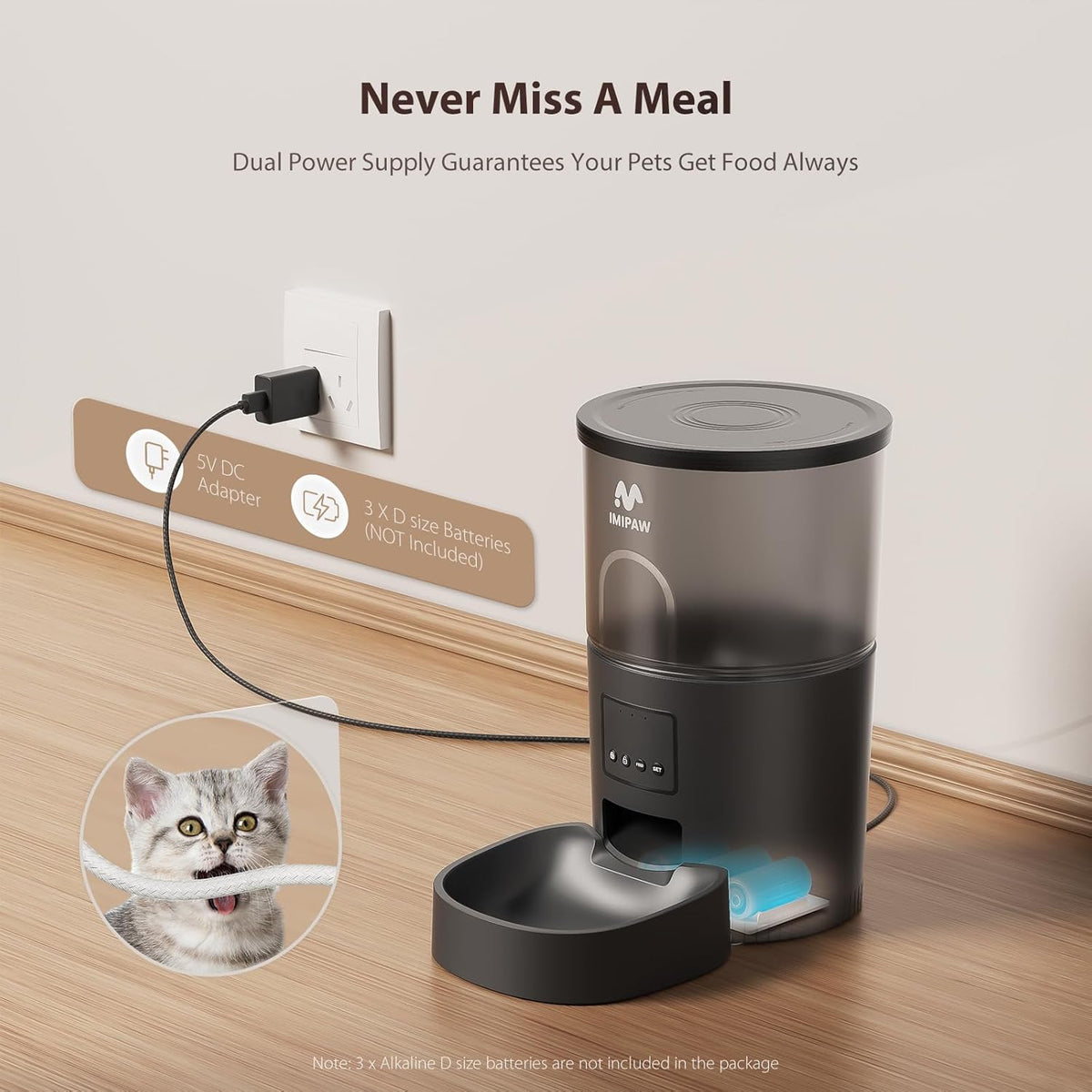 Automatic Cat Feeder, 5G WiFi Cat Food Dispenser with APP Remote Control, Pet Dry Food Smart