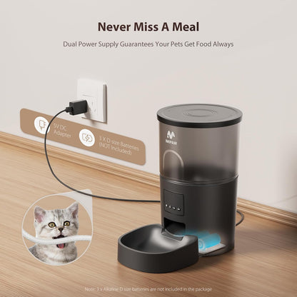 Automatic Cat Feeder, 5G WiFi Cat Food Dispenser with APP Remote Control, Pet Dry Food Smart