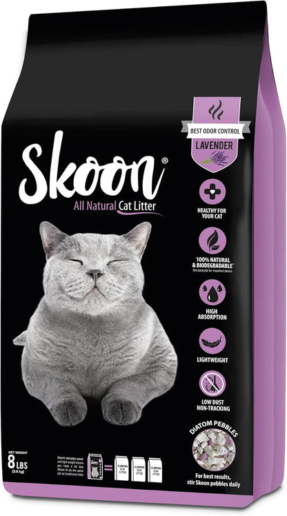 Skoon All Natural Cat Litter (1 Bag) - Lavender - Lightweight, Low Tracking, Non-Clumping Diatom