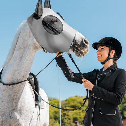 Frienda 4 Pcs Horse Fly Masks with Ears Head Fly Masks for Horses Smooth Elastic UV Protection