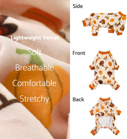 Fitwarm Thanksgiving Turkey Dog Pajamas, Funny Dog Winter Clothes for Small Dogs Girl Boy, Pet