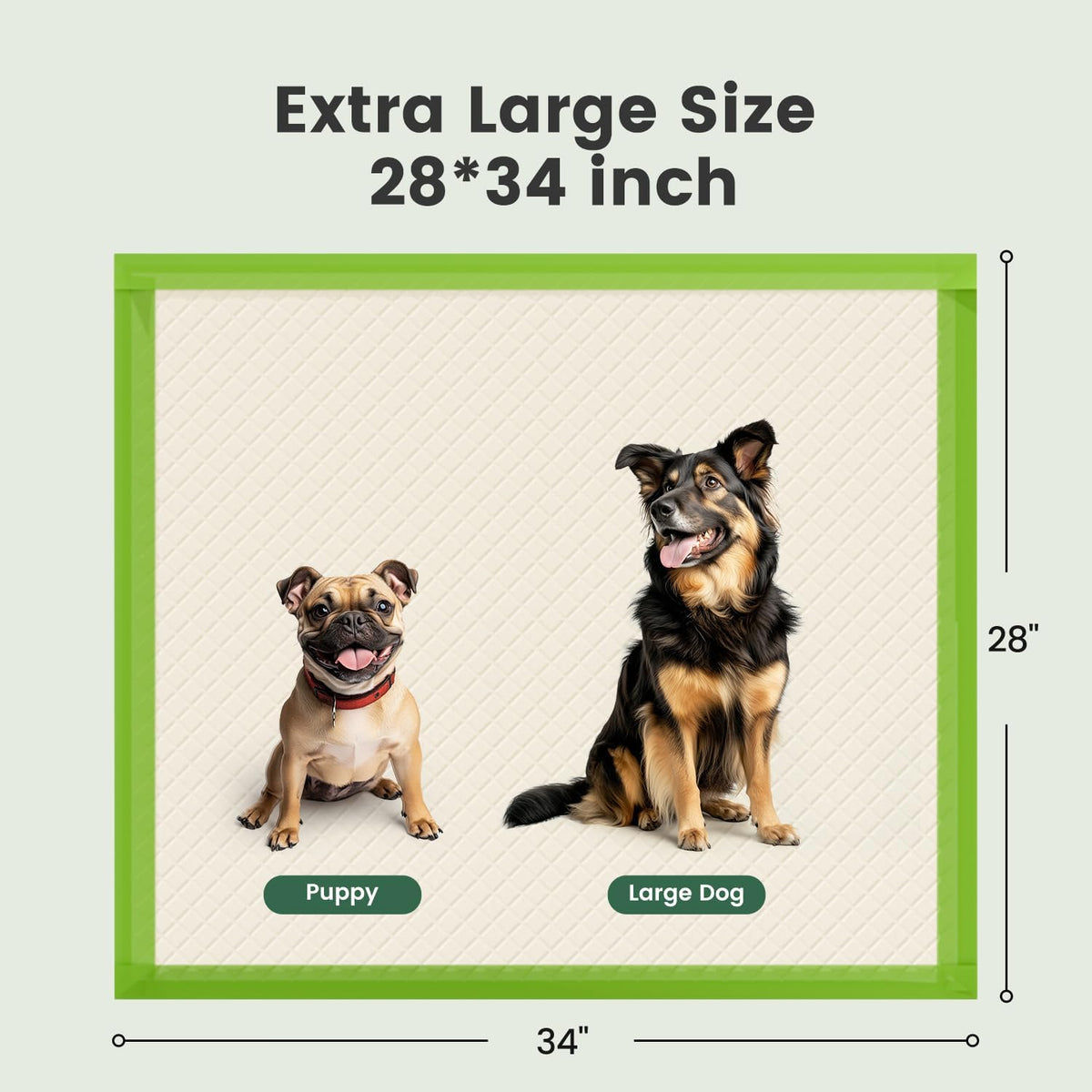 Gardner Pet Dog Pee Pads Extra Large 28"x34", XL Thicker ECO Green Disposable Puppy Training Pads