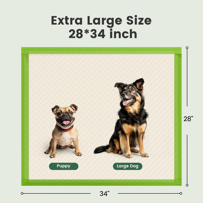 Gardner Pet Dog Pee Pads Extra Large 28"x34", XL Thicker ECO Green Disposable Puppy Training Pads