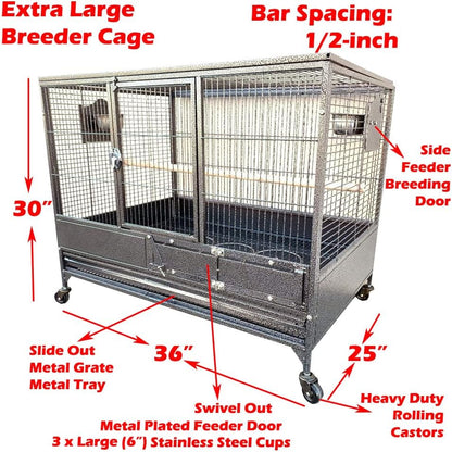Extra Large Single Stacker Strong Heavy Duty Wrought Iron Breeder Parrot Aviary Bird Breeding